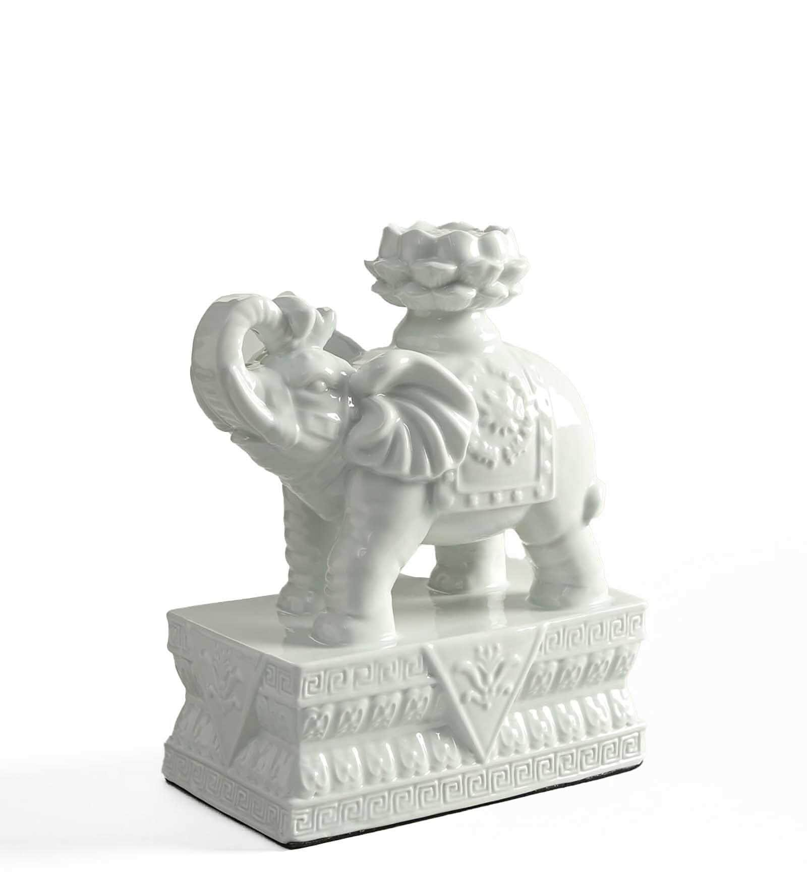 Trumping Elephant White Porcelain Figurine